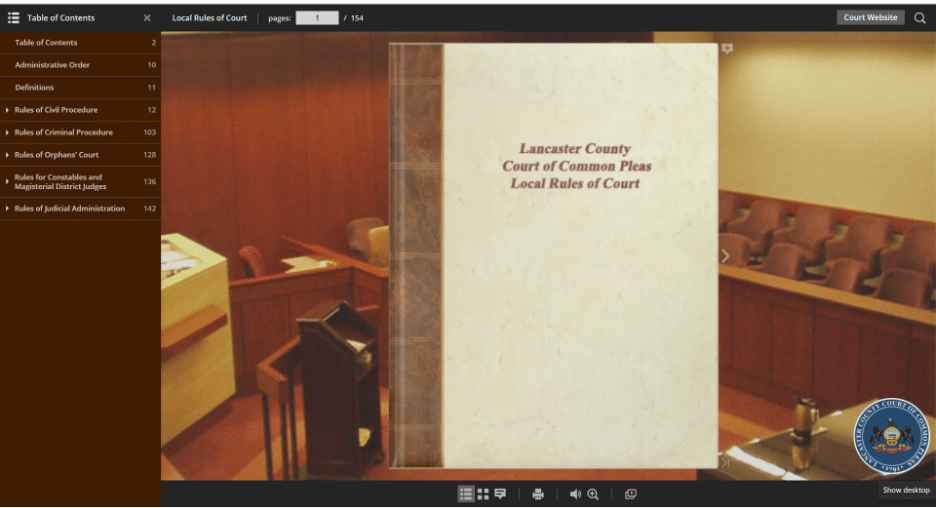 Figure 1 The Lancaster Court of Common Pleas Local Rules Are Laid Out in A Neat, E-Book Like Presentation