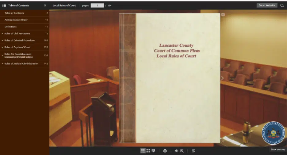 Figure 1 The Lancaster Court of Common Pleas Local Rules Are Laid Out in A Neat, E-Book Like Presentation